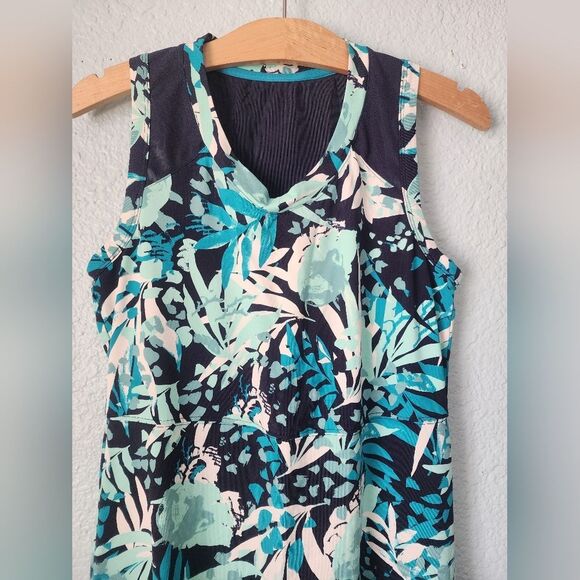 Title Nine Tropical Print Midi Dress - Blue and Green - Picture 2 of 11